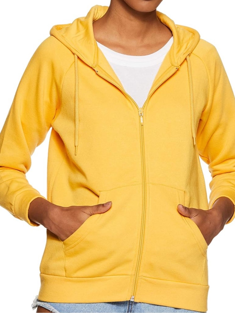 Women’s Yellow Full-Zip Fleece Lined Hoodie